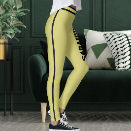 Tekstnaam olijfgroen zwart strepen leuk cadeau leggings