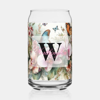 Tekstnaam Tropische bloemen laat waterverf achter Blikvorm Glas