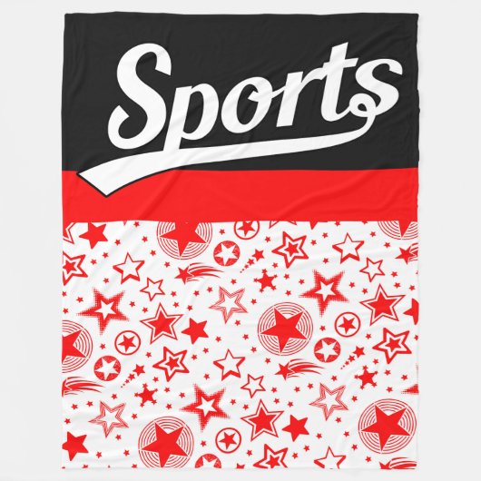 Tekstontwerp: SPORTS white + uw eigen tekst en ide Fleece Deken (Voorkant)