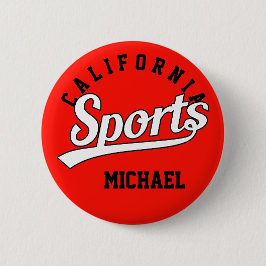 Tekstontwerp: SPORTS white + uw eigen tekst en ide Ronde Button 5,7 Cm (Voorkant)