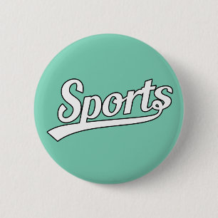 Tekstontwerp: SPORTS white + uw eigen tekst en ide Ronde Button 5,7 Cm