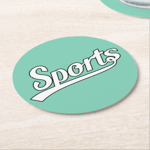 Tekstontwerp: SPORTS white + uw eigen tekst en ide Ronde Kartonnen Onderzetter