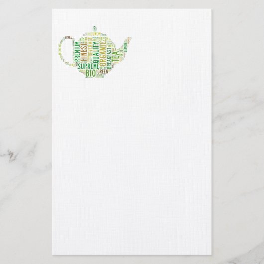 Tekstontwerp van theepot briefpapier (Voorkant)