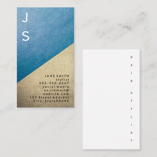 Tekstontwerp Verticaal lederen kleurenblok Visitekaartje (Voorkant / Achterkant)