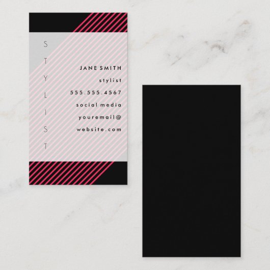 Tekstontwerp verticaal met strepen visitekaartje (Voorkant / Achterkant)