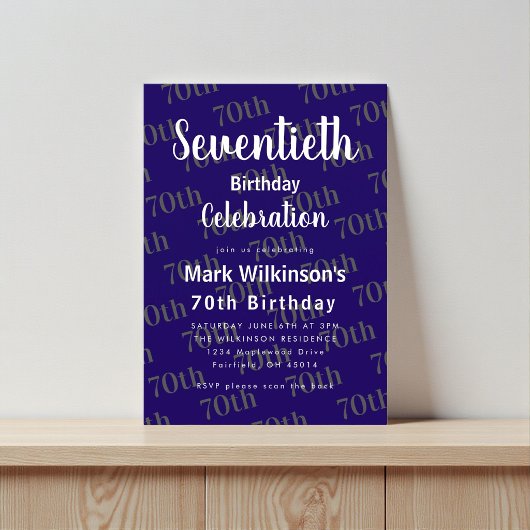 Tekstontwerp voor zeventigste verjaardagsviering m kaart