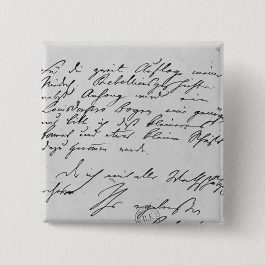 Tekstpagina met zijn handtekening vierkante button 5,1 cm (Voorkant)