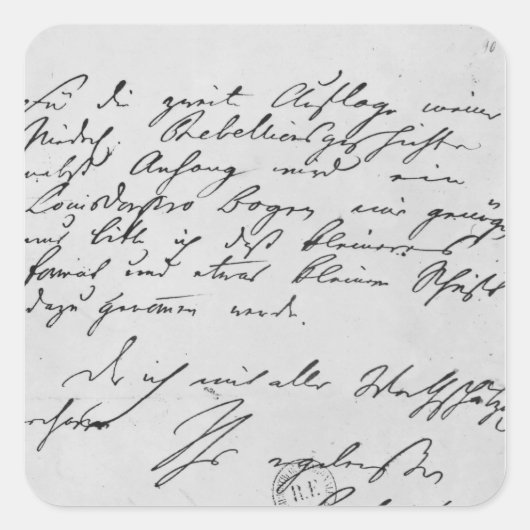 Tekstpagina met zijn handtekening vierkante sticker (Voorkant)