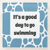 Tekstpatroon en blauw sjabloon glazen onderzetter (Voorkant)