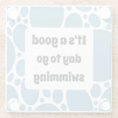 Tekstpatroon en blauw sjabloon glazen onderzetter (Achterkant)