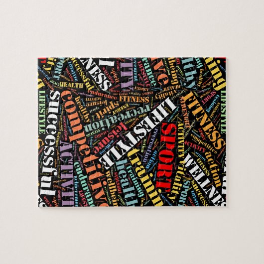 Tekstpatroon sport legpuzzel (Horizontaal)