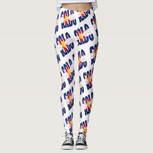 Tekstpatroon van de kleurenstaatvlag leggings (Voorkant)