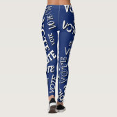 Tekstpatroon van stemming: wit blauw leggings (Achterkant)