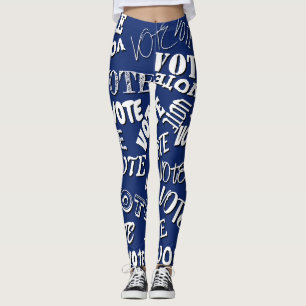 Tekstpatroon van stemming: wit blauw leggings