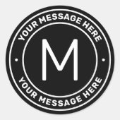 tekstSjabloon | Zwart-wit Ronde Sticker (Voorkant)