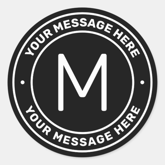 tekstSjabloon | Zwart-wit Ronde Sticker (Voorkant)