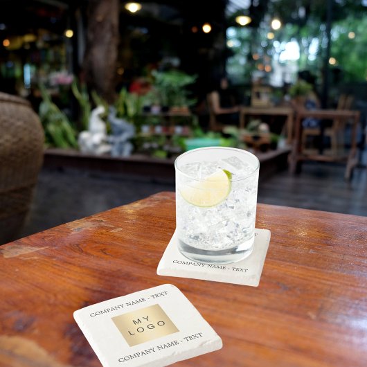 Tekstslogan voor zakelijk bedrijf logo stenen onderzetter