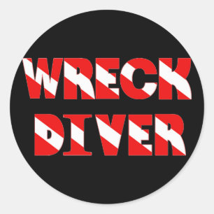 Tekststijl Wreck Diver Ronde Sticker