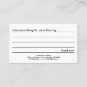 tekstuitsteeksel visitekaartje (Achterkant)