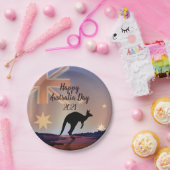 Tekstvlag Kangaroo Australia Day 7" bewerken Papieren Bordje (Feest)