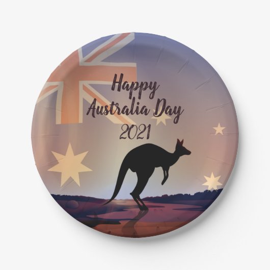 Tekstvlag Kangaroo Australia Day 7" bewerken Papieren Bordje (Voorkant)