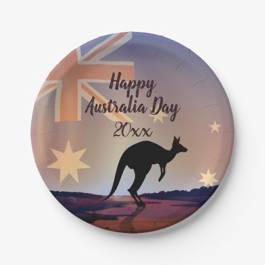 Tekstvlag Kangaroo Australia Day 7" bewerken Papieren Bordje (Voorkant)