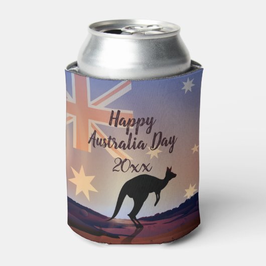 Tekstvlag Kangaroo Australia Day bewerken Blikjeskoeler (Blikje Voorkant)