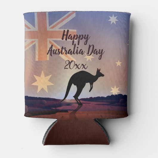Tekstvlag Kangaroo Australia Day bewerken Blikjeskoeler (Voorkant)
