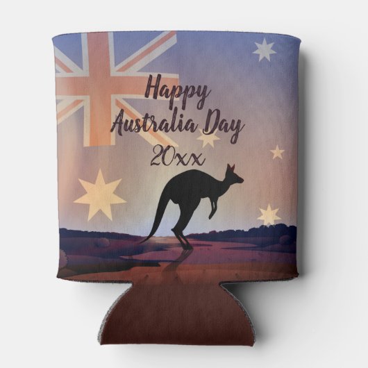 Tekstvlag Kangaroo Australia Day bewerken Blikjeskoeler (Achterkant)