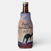 Tekstvlag Kangaroo Australia Day bewerken Flesjeskoeler (Fles Voorkant)