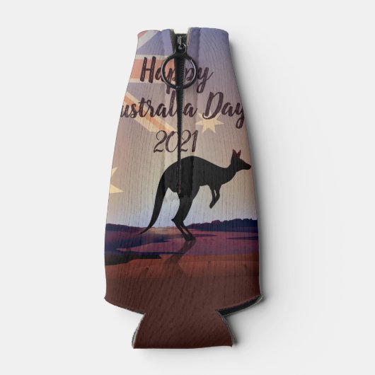 Tekstvlag Kangaroo Australia Day bewerken Flesjeskoeler (Achterkant)