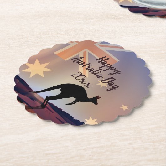 Tekstvlag Kangaroo Australia Day bewerken Kartonnen Onderzetters (Gekanteld)