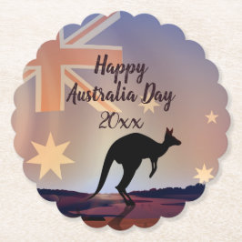 Tekstvlag Kangaroo Australia Day bewerken Kartonnen Onderzetters