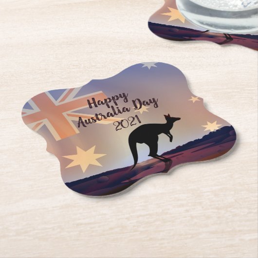 Tekstvlag Kangaroo Australia Day bewerken Kartonnen Onderzetters (Gekanteld)