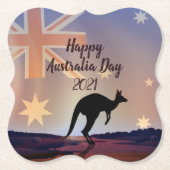 Tekstvlag Kangaroo Australia Day bewerken Kartonnen Onderzetters (Voorkant)