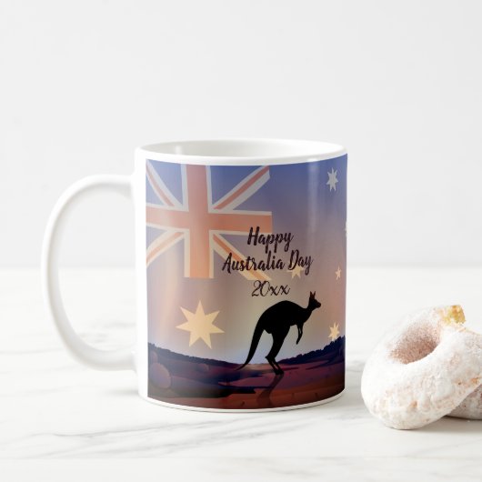 Tekstvlag Kangaroo Australia Day bewerken Koffiemok (Met donut)
