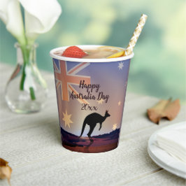 Tekstvlag Kangaroo Australia Day bewerken Papieren Bekers