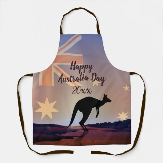 Tekstvlag Kangaroo Australia Day bewerken Schort (Voorkant)