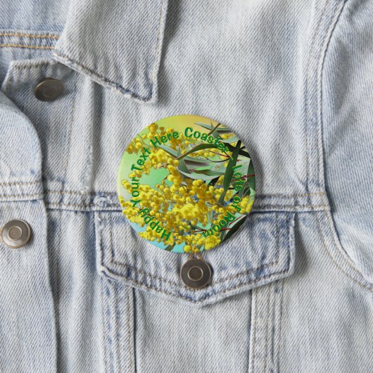 Tekstwatel en gum Leaves Aussie badge toevoegen Ronde Button 7,6 Cm (In situ)