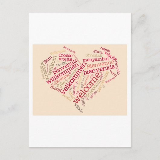 tekstwolk welkom hart briefkaart (Voorkant)