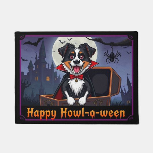Tel Australische Herdershond Happy Howl-o-ween Deurmat (Voorkant)