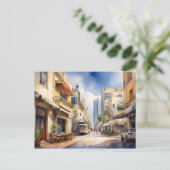 Tel Aviv aquarel kunst Briefkaart (Staand voorkant)