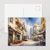 Tel Aviv aquarel kunst Briefkaart (Voorkant / Achterkant)