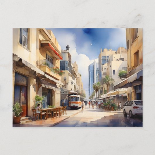 Tel Aviv aquarel kunst Briefkaart (Voorkant)