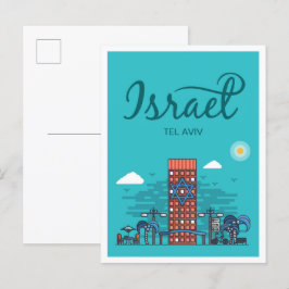 Tel Aviv Israel Art Travel Illustratie Briefkaart