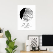 Tel Aviv - Israel Black Water City Map Poster (Thuiskantoor)