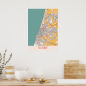 Tel Aviv - Israel Chalk City Map Poster (Keuken)