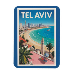 Tel Aviv Israël Illustratie Reis Kunst Vintage Magneet