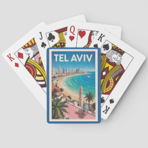 Tel Aviv Israël Illustratie Reis Kunst Vintage Pokerkaarten