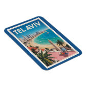 Tel Aviv Israel Illustration Travel Art Vintage Magneet (Rechterzijde)